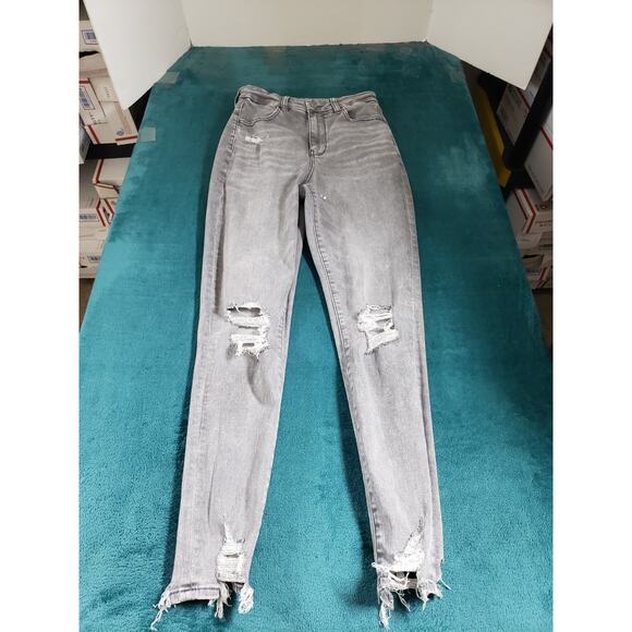 American Eagle Jeans Size 4 Womens Gray Pants Ladies Curvy High Rise Jegging - Picture 1 of 14